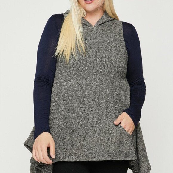 Plus Size Two Tone Knit, Sleeveless Top - Picture 3 of 3